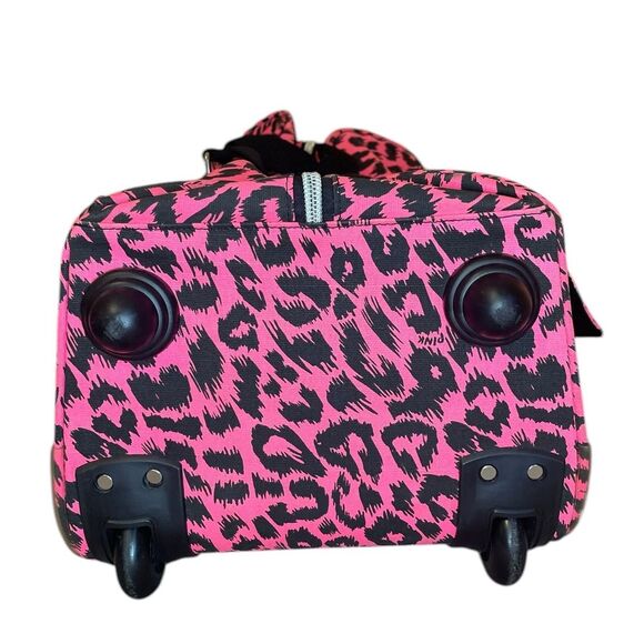 Victorias Secret Love Pink Leopard Rolling Duffle Bag Suitcase Y2K Travel Bag - Picture 9 of 16